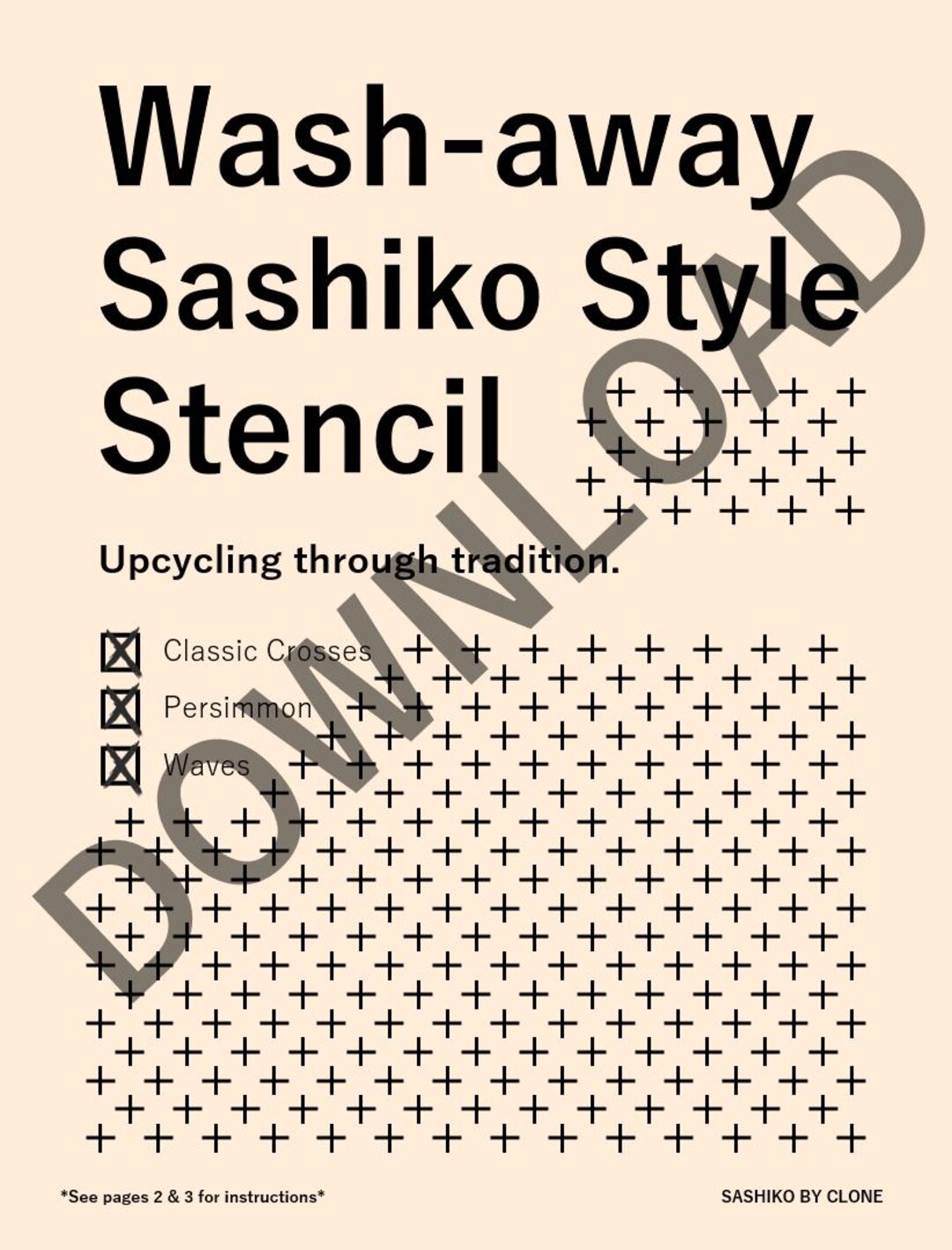 Sashiko Stencil Download [pdf] - Etsy