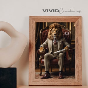 Regal Lion Portrait - Elegant Digital Art for Sophisticated Decor