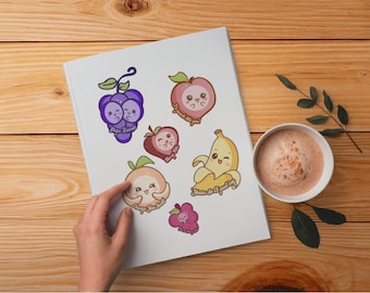 Pegatinas con juegos de palabras de frutas para portátiles, botellas de agua, agendas y cuadernos.
