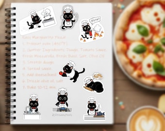 Chef Meow 2" - Adesivi del caos culinario dello chef gatto nero