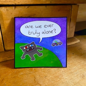 Lustige Katzen Sternengucker Weltraum Alien Aufkleber / Süßes Lustiges Cartoon Geschenk für Teen Teenager Laptop Notebook Wasserflasche