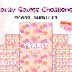 Yearly Saving Challenge Printable – Money Saving Tracker, Budget Planner (GBP) (Digital Download)