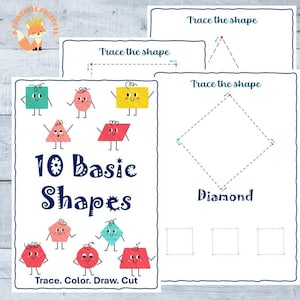 Dessiner une forme à imprimer, Apprendre les formes, Traçage de formes, Dessin de formes, Coloriage de formes (10 formes geométriques) PDF