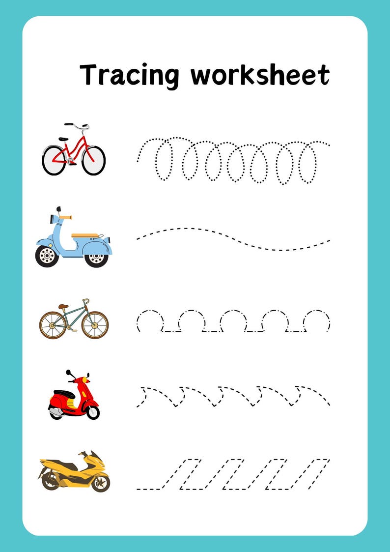Printable Vehicle Tracing Worksheet for Kids – Fun Prewriting Practice ...