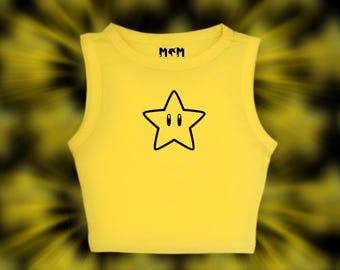 Super Star Crop Tank, Nintendo Inspired Crop Top, Mario Crop Tank Top, Epic Universe