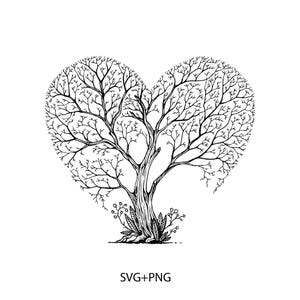Släktträdshjärta SVG, Skogssilhuett (SVG, PNG)