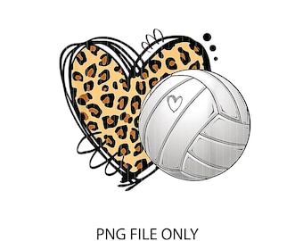 Leopard Heart Volleyball PNG, Funny Game Day Sublimation (Digital Download)