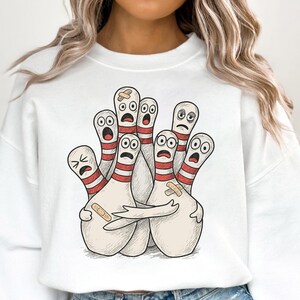 Hugging Scared Pin Cartoon Scared Bowling Pins SVG PNG, Funny Bowler Design (digital ...