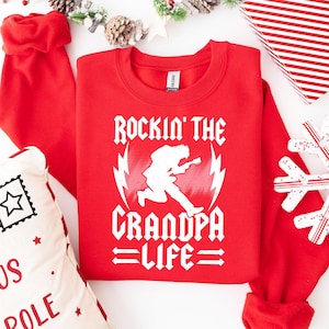 Rockin The Grandpa Life Shirt This Grandpa Rocks Birthday Gift Guitarist Grandpa Father&#39;s Day Shirt Skeleton Hand Grandpa Birthday Gift