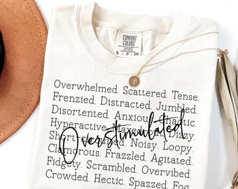 Overstimulated Words PNG, Mental Health Sublimation (300 DPI)