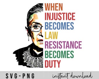 Cita de RBG Pro Choice PNG SVG, Derechos de las mujeres (Descarga digital)