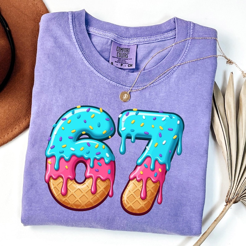 Ice Cream Number 67 SVG PNG, Dripping Sprinkles Design (digital ...
