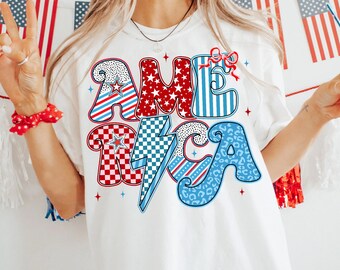 Coquette America Floral PNG, 4th Of July Design (Digital Download)
