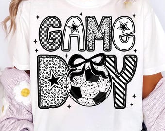 Game Day Soccer PNG, Checkered Sublimation (Digital Download)
