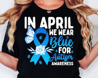 Diseño de camiseta de concienciación sobre el autismo, lazo azul SVG PNG (descarga digital)