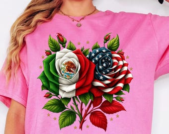 Mexican American Flag Rose PNG, Fiesta Design (Digital Download)