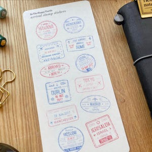 stickervel aankomststempel, dagboekstickers, plannerstickers, plakboekstickers, bujostickers, leuke stickers, vintage stickers