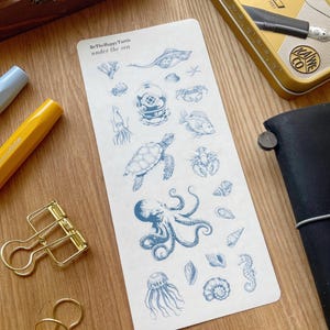 unter dem Meer Stickerbogen, Journal Sticker, Planer Sticker, Scrapbook Sticker, bujo Sticker, Cute Sticker, Vintage Sticker