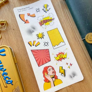 comic sticker sheet, journal stickers, planner stickers, scrapbook stickers, bujo stickers, cute stickers, vintage stickers