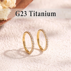 20G/18G/16G Titanium CZ Hinge Hoop, Septum Clicker Ring, Hinged Segment Nose Ring, Daith Hoop, Hoop Earrings, Cartilage Hoop, Tragus Hoop
