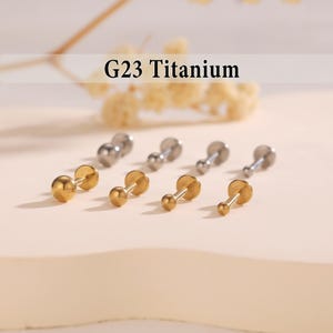 16g 18g 20g Titanium Tiny Ball Threadless Push Pin Labret, Flat Back Earring, Cartilage Tragus Helix Stud, Conch Studs, Small Nose Stud