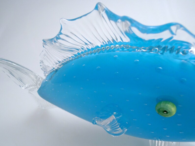 Hand Blown Glass Turquoise Fish