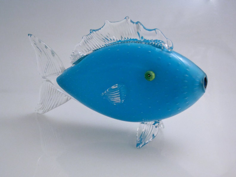 Hand Blown Glass Turquoise Fish