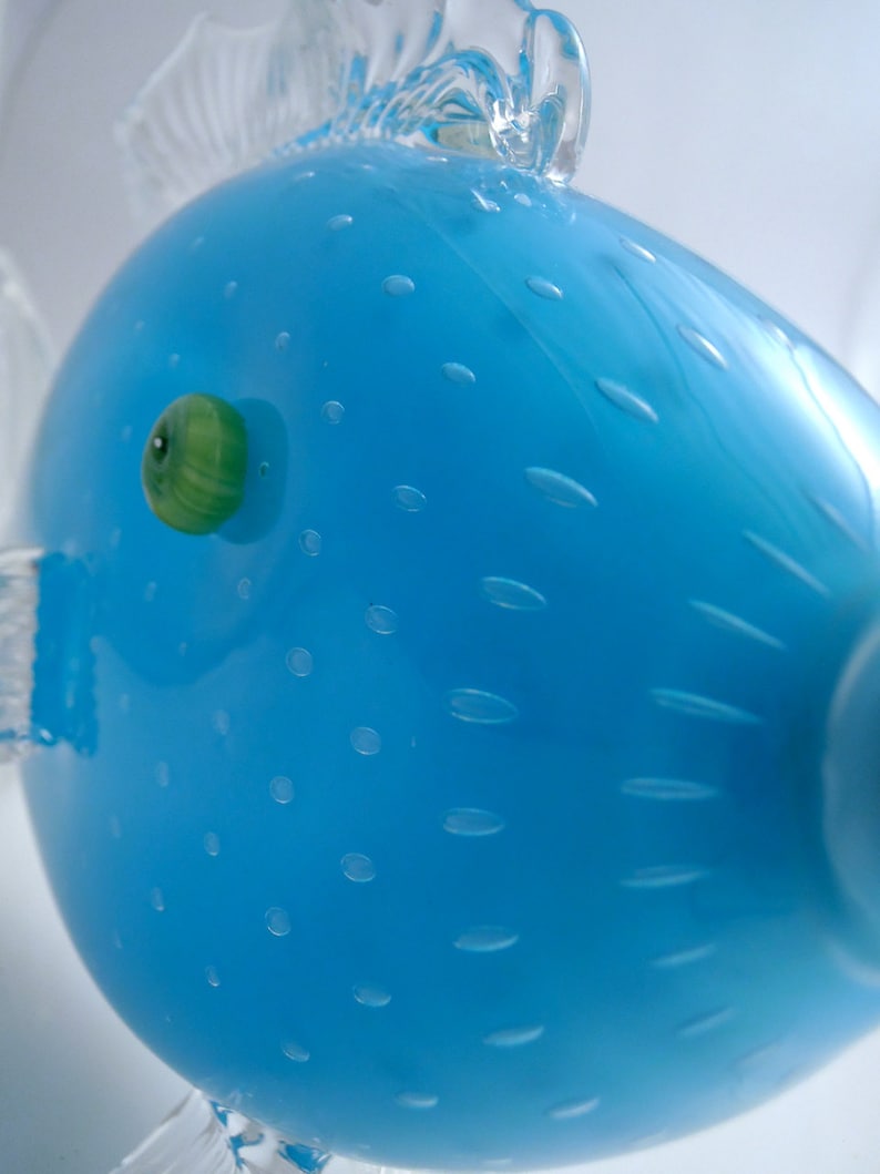 Hand Blown Glass Turquoise Fish