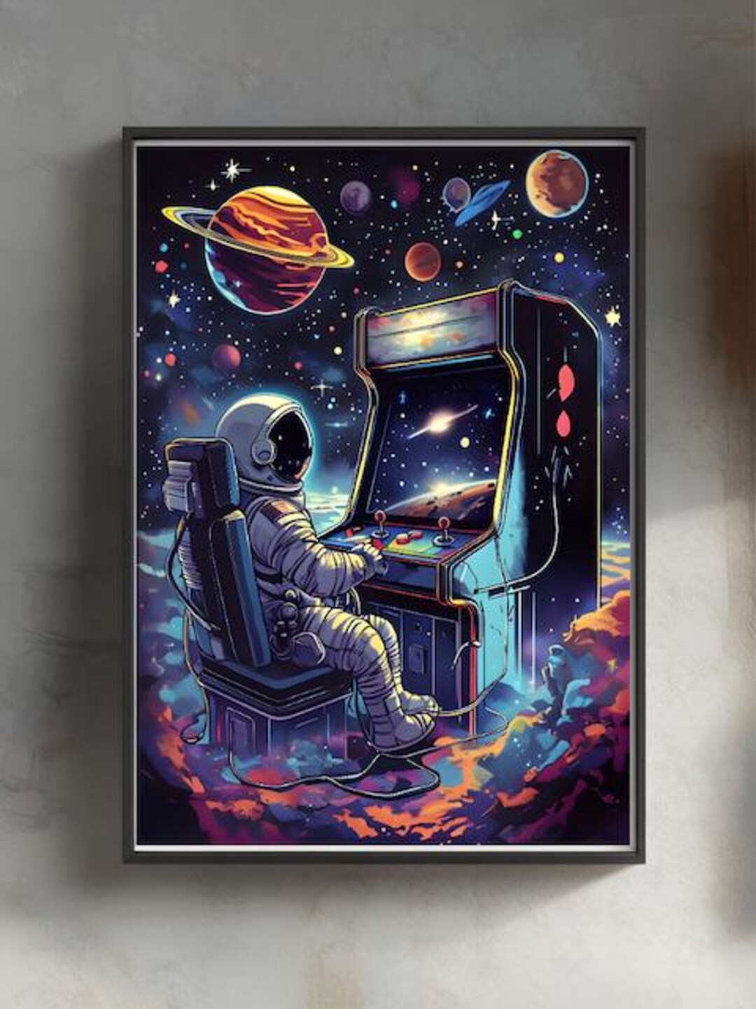 Retro Arcade Astronaut Poster - Digital Download - Arcade Machine Decor ...