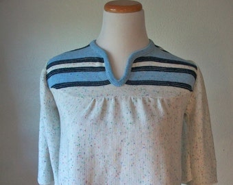 Konfetti und himmelblau stricken abgeschnitten Swing Top mit Schaukel Glocke Ärmel