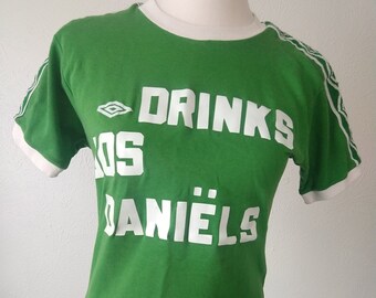 90s UMBRO green soccer crew - drinks jos daniels - 80s - block iron on letters - funny - brazil - futbol - jersey - small - logo