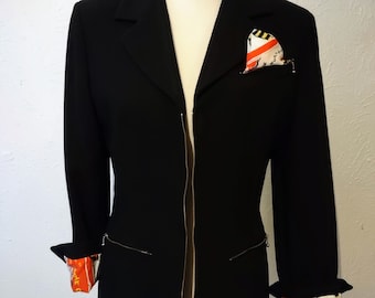 Vintage Moschino ullkavaj – rött dansfoder, storlek M