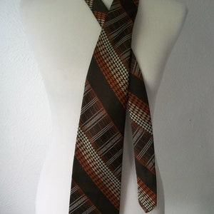 Mid Century moderne 70er Jahre braun und Orange geometrische Druck Krawatte