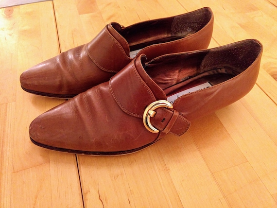 Vintage Enzo Angiolini Leather Brown Loafer Shoes