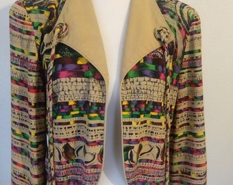80er Jahre Multicolor Hip-Hop Crop Jacke Größe 8/10 von Componix - Made in USA
