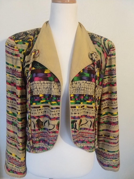 80s Multicolor hip hop crop jacket size 8/10 by Co