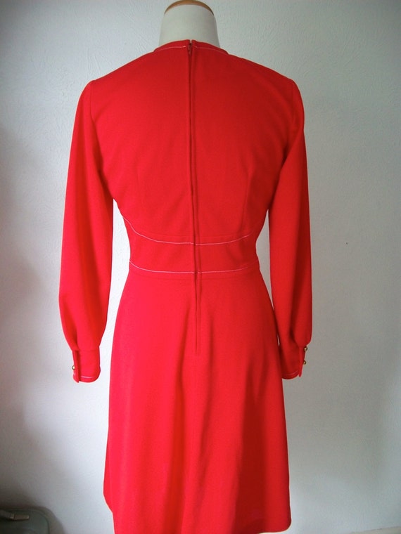 Vintage 60s RED party dress with gold waist detai… - image 3