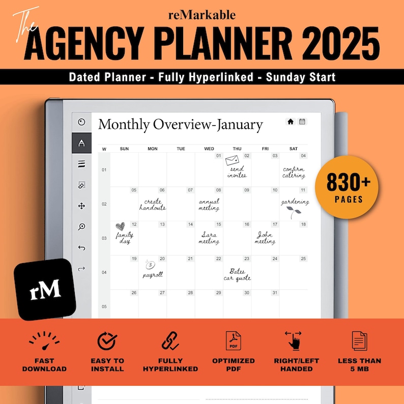 TheAgencyDailyPlanner2025 right and left handed planner