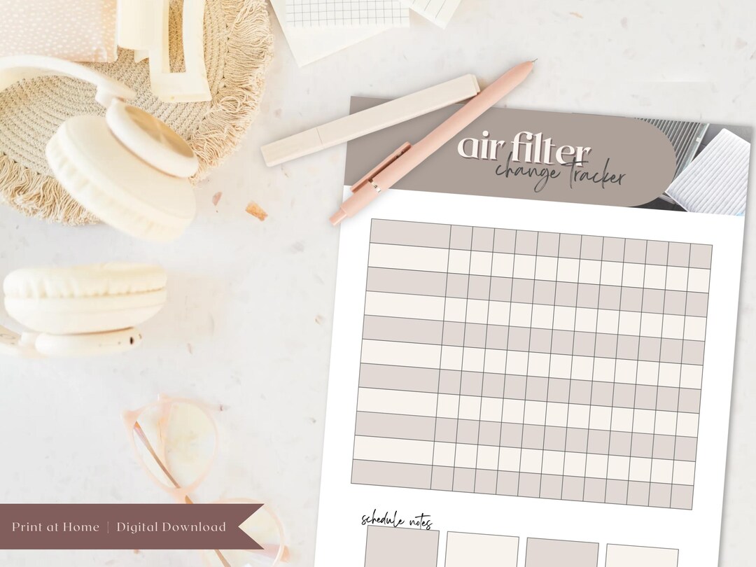 Air Filter Change Tracker - Printable - Boho - Digital Download - Pink ...