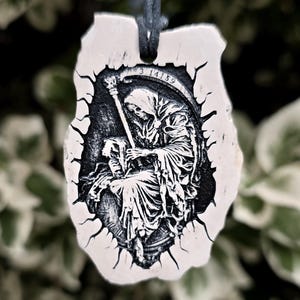 Grim talisman – the reaper’s equation engraved river stone • pi symbol • time, death & sacred cycles