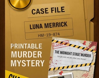 Jogo de Mistério de Assassinato para Imprimir | Arquivo de Caso Arquivado | Caso de Detetive do Festival | Resolva a Morte de Luna Merrick | Download Instantâneo