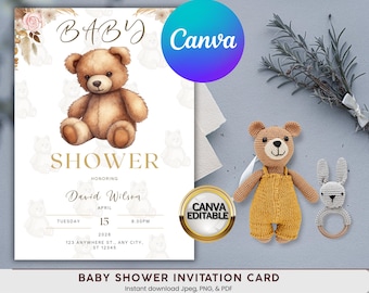 Baby Shower Invitation Template Card, Editable, Instant Download - Personalized Baby Shower Invite Design Card, Gender Reveal