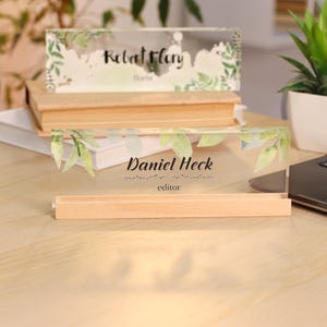 Desk Name Plate Set Personalized Acrylic Name Signs Custom Name Plaque for Office Decor Personalized Gift Nameplate for Coworkers Desk Decor