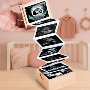 Ultrasound Photos Pull Out Box Personalized Sonogram Picture Memory Box Ultrasound Scan Photo Keepsake Box Custom Gift for New Mom
