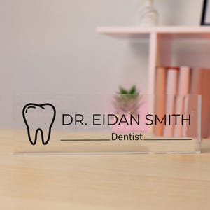 Acrylic Name Sign Personalized Desk Name Plate Minimalist Office Decor Gift Nameplate for Doctor Gift for Coworker Name Plaque for Therapist