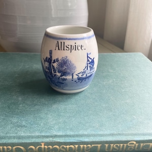 Vintage German All Spice Jar / Blue White / Windmill / Porcelain Spice Jar / Germany / Free Shipping