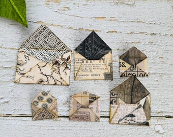 Tim Holtz Mini Envelopes Set of 6 Junk Journal Pockets Tuck Spots Vintage Ephemera Palette Paper