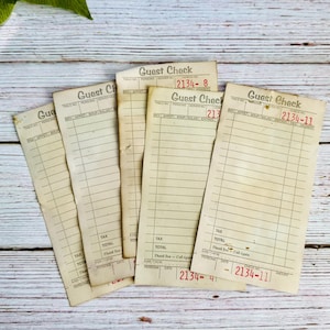 Coffee Dyed Guest Checks Set of 10 | Junk Journal Ephemera | Hand Dyed Vintage Ephemera | Scrapbook Supplies | Mixed Media Collage Paper