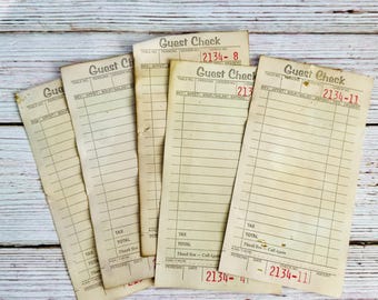Coffee Dyed Guest Checks Set of 10 | Junk Journal Ephemera | Hand Dyed Vintage Ephemera | Scrapbook Supplies | Mixed Media Collage Paper