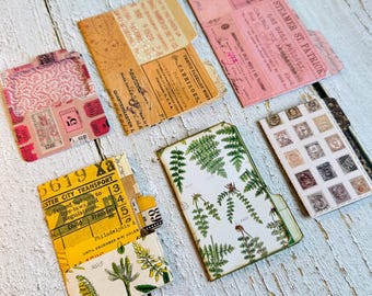Tim Holtz Mini File Folders Set of 7 Junk Journal Pockets Tuck Spots Vintage Ephemera Palette Paper